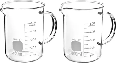 Produktbild von QWORK® 2 Stück Borosilikatglas Messbecher 500 ml mit Griff