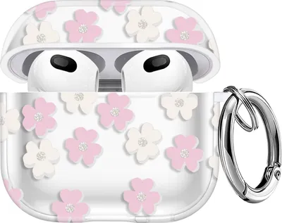 Produktbild von Mobigear Flowers  Apple AirPods 3 Hardcase Hülle - Weiß / Pink