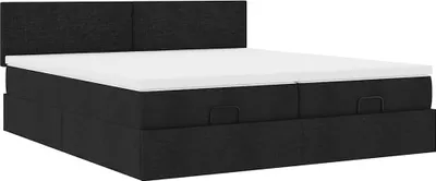 Produktbild von Ottoman-Bett mit Matratzen Schwarz 160x200 cm Stoff