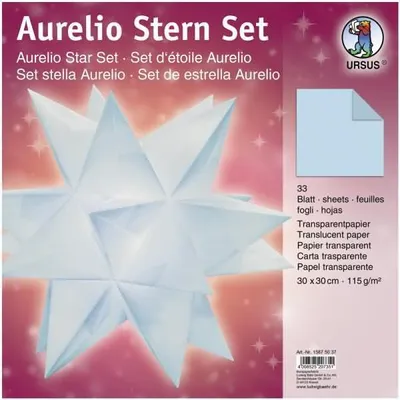 Produktbild von Faltblätter Aurelio Stern Transparentpapier 115g/qm 30x30cm 33 Blatt hellblau