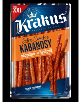 Zdjęcie produktu dla Kabanosy drobiowo-wieprzowe Krakus 250 g