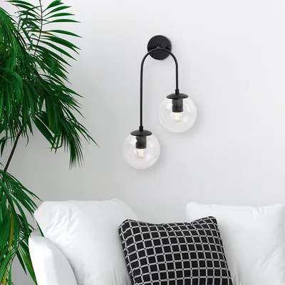 Produktbild von Opviq, Wandleuchte aus Metall, Schwarz, 30 x 24 cm, Höhe 55 cm | IP20, 2 x E14 Max 15 W | Elegantes, industrielles Design für moderne Wohnräume.