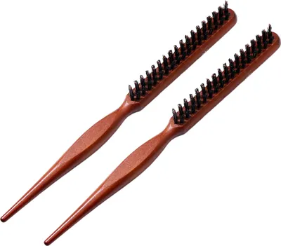 Produktbild von 1/2 Stück Wildschweinborsten-Haarbürste mit langem Holzgriff, Locken, flauschiges Haar, Rattenschwanzkamm, Damen, dünnes, dickes Haar, Styling-Entwirrungskamm