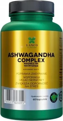 Zdjęcie produktu dla Lanco Nutritions Ashwagandha Complex + Magnez B6 + L-Tryptofan 60 Kapsułek
