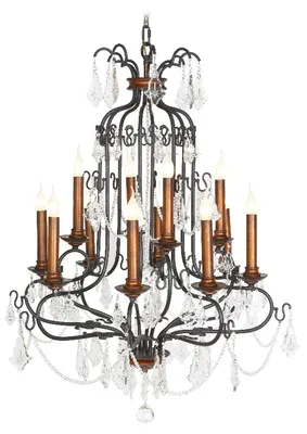 Image de Casa Padrino Lustre baroque noir / cuivre avec cristaux décoratifs 90 x H. 130 cm - Lampe à suspendre Art Déco