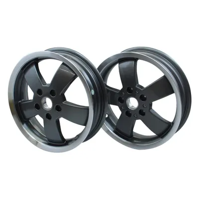Immagine prodotto di Set di cerchi nero/argento 3.00x12 pollici per Vespa GTS 300 125 modello speciale 70 anni (dal 2017, ABS imbullonato al cerchio)