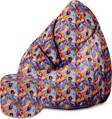 Image de Dreamroots Bean Bag 80x80x120cm Pouf avec dossier et tabouret et housse Coussin de solChill Sack avec remplissage Pouf Colorful Flower