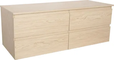 Image de Meuble double vasque SORRENTO suspendu avec plan effet bois 120 cm