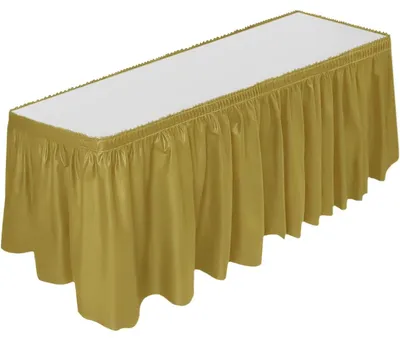 Tischrock, 73,7 cm x 4,3 m, Einweg, Gold, 1 Stück, Plastik