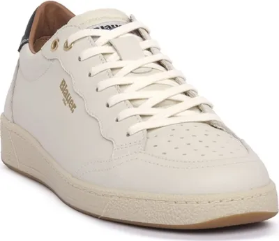 A single white sneaker is shown from a diagonal angle against a white background.