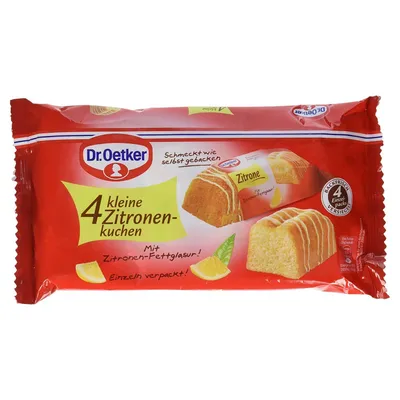 Verpackungsbild Dr. Oetker Zitronenkuchen fertig gebacken mit Zitronenfettglasur 140g