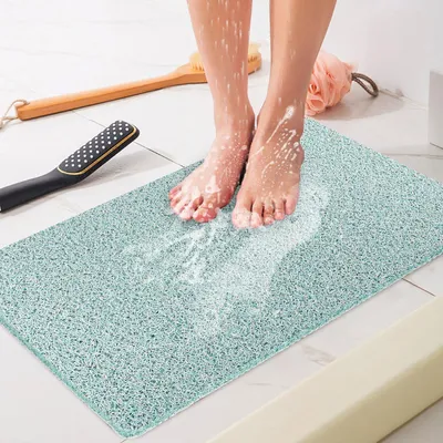 Produktbild von Duschmatte rutschfest weich Komfort Sicherheits Badewannenmatte mit Ablauflöchern PVC Luffa Massage Grün 40x60 cm