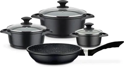 Produktbild von Edelstahl-Kochgeschirr-Set 7-teilig Induktion Ofen