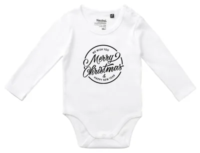 Produktbild von Huuraa Baby Body Merry Christmas Schriftzug 68 White  Baumwolle Fairtrade Langarmbody Geschenkidee
