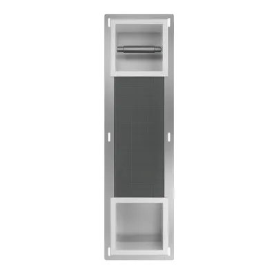Zdjęcie produktu dla Wall Box Paper 2 Uchwyt na papier ze schowkiem wbudowany w ścianę biały ze stali nierdzewnej | BADLAND WALLBOX
