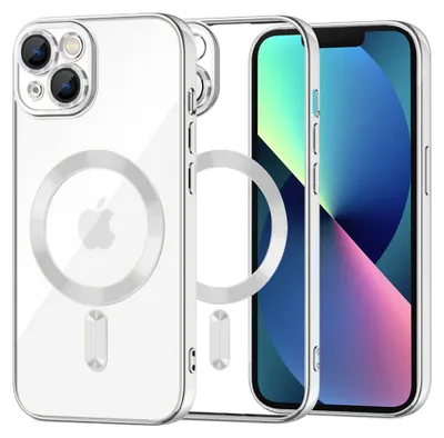 Produktbild von Techsuit Luxury Crystal Back Cover Hülle mit MagSafe für Apple iPhone 13 - Silber