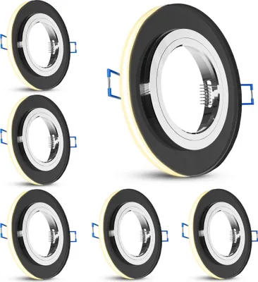 Produktbild von SSC-LUXon YAPU 6 Stück Einbauspot mit LED Ring schwarz rund - spiegelnde Einbau Deckenleuchten für GU10 / Module inkl. Fassung