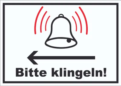Produktbild von Bitte klingeln pfeil links Aufkleber A9 (37x52mm)