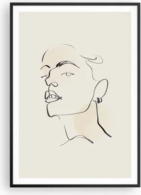 Produktbild von Gerahmtes Poster - Schwarzer Rahmen - Minimalismus Porträt Linie - 70x100 cm - Wand Bild - Wanddeko - Wandbilder - Kunstposter - Wandposter - Bilderrahmen - Bilder - Kunstdruck - P2BPA70x100-4815