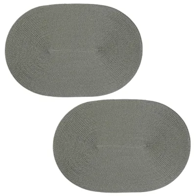 Produktbild von Platzset 2er Set Grau oval ca. 45x30 cm Platzdeckchen Tischset geflochtene Optik