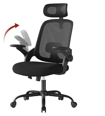 Produktbild von Ergonomischer Bürostuhl - Verstellbarer Computerstuhl - Netzstoff - Höhenverstellbar - Drehbar - Kopfstütze - Verstellbare Lendenstütze - Schwarz