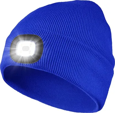 Produktbild von LED Mütze mit Licht, Beleuchtete Mütze Aufladbar USB für Männer und Frauen, Einstellbare Helligkeit Stirnlampe Winter Beanie Mütze mit Licht, Uni Winter Wärmer Strickmütze mit Licht