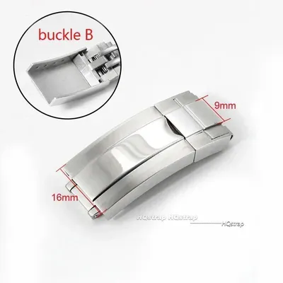 Zdjęcie produktu dla Zapięcie do zegarka - składane, 16 mm - stal nierdzewna - możliwość precyzyjnego dopasowania - zapięcie na zatrzask - do paska metalowego o wymiarach 9x9/16x9 mm - kolor: czarny, żółty