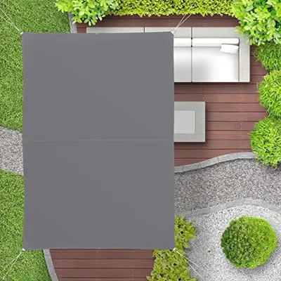 Produktbild von Relaxdays Sonnensegel rechteckig, wasserabweisend, UV-beständig, mit Spannseilen, Terrasse, Balkon, B x T: 3 x 4 m, grau