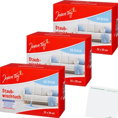 Produktbild von Jeden Tag Staubwischtuch 22x29cm 3er Pack (3x24Stk Packung) + usy Block