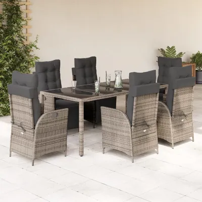 Produktbild von The Living Store 9-tlg. Garten-Essgruppe mit Kissen Grau Poly Rattan