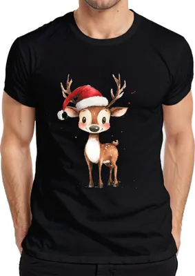 Produktbild von Weihnachtsrentier Süß Weihnachten Geschenk Kinder Santa Herren T-Shirt, Schwarz, XXL