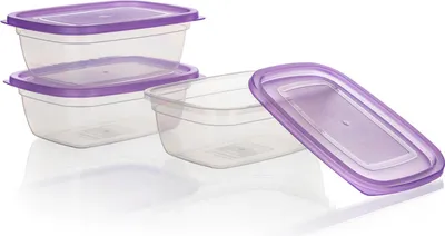Produktbild von Rechteckige Frischhaltedosen Set 1,25L (3er Pack) - Stapelbare Kunststoffboxen für Lebensmittelaufbewahrung