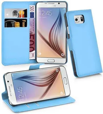 Produktbild von Cadorabo Hülle für Samsung Galaxy S6 Schutz Hülle in Blau Handyhülle Etui Case Cover Magnetverschluss