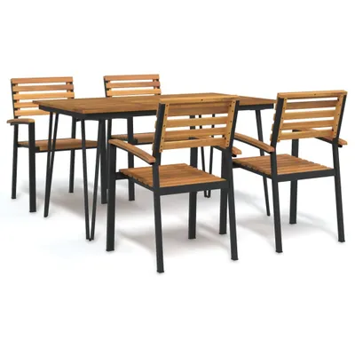 Image de ensemble de jardin 5 pièces en bois massif d'acacia et métal