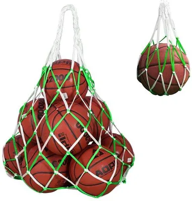 Productafbeelding van Ibenzoa® Ballennet, 2-delig – Nylon opbergzak voor 10-15 ballen, 1,15 meter, herbruikbaar met trekkoord, geschikt voor basketbal, voetbal en volleybal