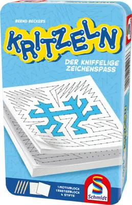 Produktbild von Schmidt Spiele Kritzeln kniffeliger Zeichenspass in einer Metalldose