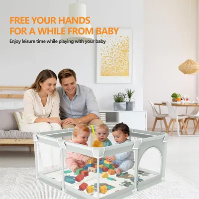 Productafbeelding van Babybox met speelmat, 120x120 cm, opvouwbaar, voor kinderen