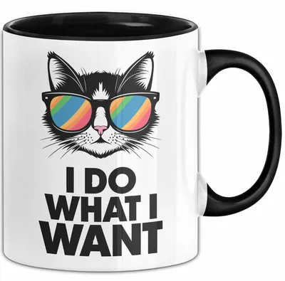 Produktbild von Sarkastische Katze Sarkasmus Tasse Geschenk Lustige Geschenkidee Spruch Ich Mache Was Ich Will (Schwarz)