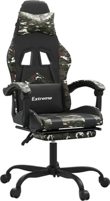 Produktbild von vidaXL Gaming-Stuhl mit Fußstütze Schwarz und Tarnfarben Kunstleder