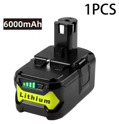 Image de Batterie de remplacement - Pack batterie Li-Ion 18V - 6000 mAh (6 Ah) - compatible avec P108, P107, RB18L50, One+ - pour outils électriques - 1 pièce