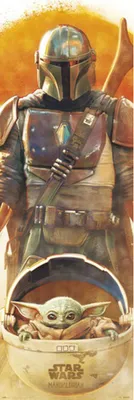 Image de Poster de porte Star Wars Le Mandalorien Mandalorien et Yoda
