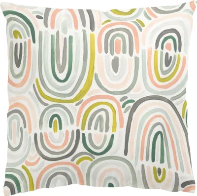 Produktbild von Dekokissen Muster drinnen / Indoor Zierkissen Samt waschbar Regenbogen pastell Aquarell Illustration Sofakissen ohne Füllung
