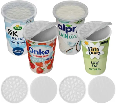 Productafbeelding van Siliconen deksels voor yoghurtbekers - Herbruikbaar - Geschikt voor bekers van 500 gram - Set van 4