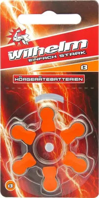 Produktbild von 6 x WILHELM Hörgerätebatterien Typ 13 orange Hörgerätbatterie PR48 ZL2  1,4/1,45 V