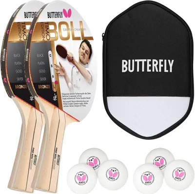 Produktbild von Butterfly 2x Timo Boll Bronze 85010 Tischtennisschläger + Tischtennishülle + 6x 40+ 3*** Bälle