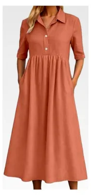 Produktbild von Kurzarm Hemdkleid für Damen – Sommerkleid aus Leinen Musselin