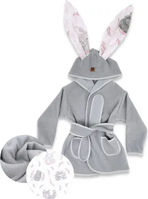 Produktbild von Baby-Delux Baby Bademantel mit Kapuze aus Baumwolle – Weicher Thermo-Frottee für Kinder (Gr. 86) Märchenwald Rosa Design