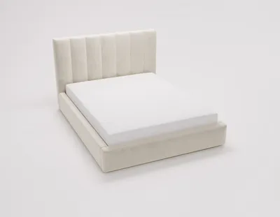 Obrázek produktu pro Čalouněná postel 180x200 s úložným prostorem Velor – samet, ložnicová postel rošt – dvojlůžko 180x200 cm, krémová