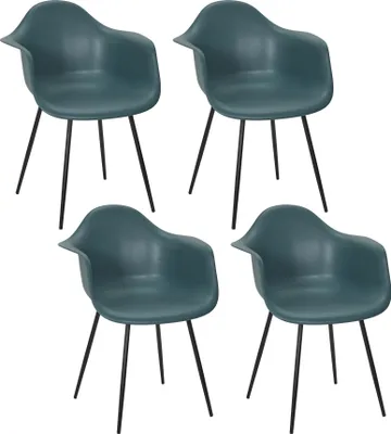 Image de Lot de 4 Chaises - HOME DECO FACTORY - Gustav - Confort - Bleu