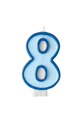 Produktbild von Geburtstagskerze Zahl 8, blau, 7cm